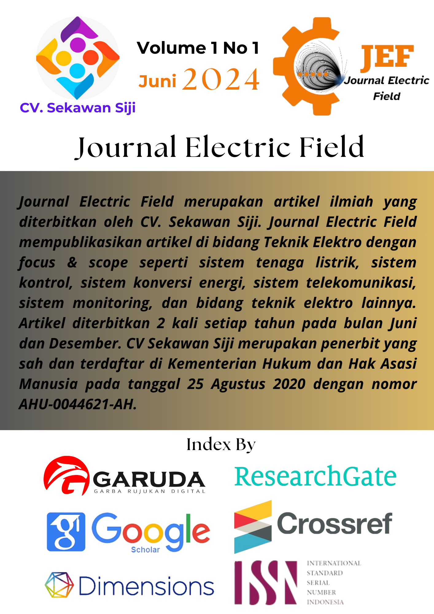 					View Vol. 1 No. 1 (2024): Journal Electric Field
				